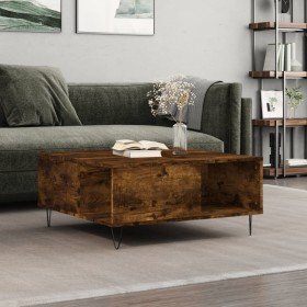 Mesa de centro madera contrachapada roble ahumado 80x80x36,5 cm Mesa de centro madera contrachapada roble ahumado 80x80x36,5 cm