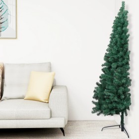 Medio árbol de Navidad artificial con soporte PVC verde 120 cm