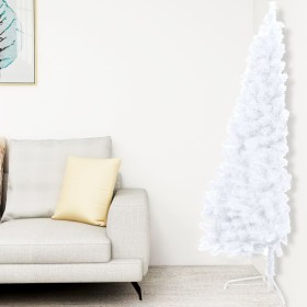 Medio árbol de Navidad artificial con soporte PVC blanco 180 cm