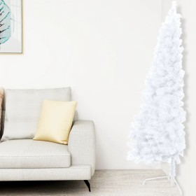 Medio árbol de Navidad artificial con soporte PVC blanco 210 cm