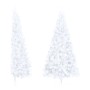 Medio árbol de Navidad artificial con soporte PVC blanco 210 cm