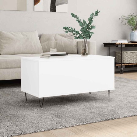 Mesa de centro madera contrachapada blanco 90x44,5x45 cm