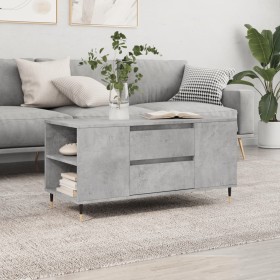 Mesa de centro madera ingeniería gris hormigón 102x44,5x50 cm Mesa de centro madera ingeniería gris hormigón 102x44,5x50 cm