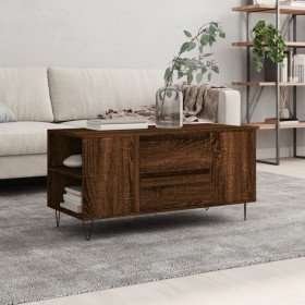 Mesa de centro madera de ingeniería marrón roble 102x44,5x50 cm Mesa de centro madera de ingeniería marrón roble 102x44,5x50 cm