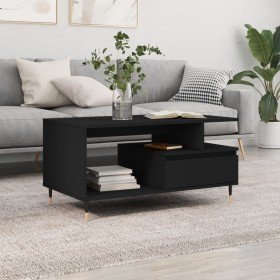 Mesa de centro madera contrachapada negro 90x49x45 cm Mesa de centro madera contrachapada negro 90x49x45 cm
