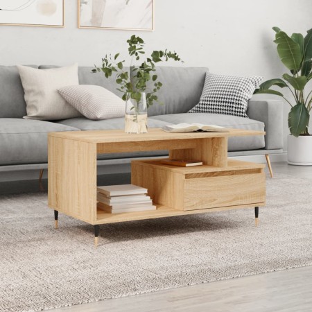 Mesa de centro madera contrachapada roble Sonoma 90x49x45 cm
