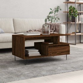Mesa de centro madera contrachapada roble marrón 90x49x45 cm Mesa de centro madera contrachapada roble marrón 90x49x45 cm