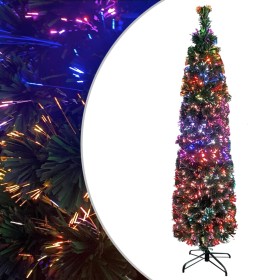 Árbol de Navidad estrecho artificial soporte fibra óptica 120 cm