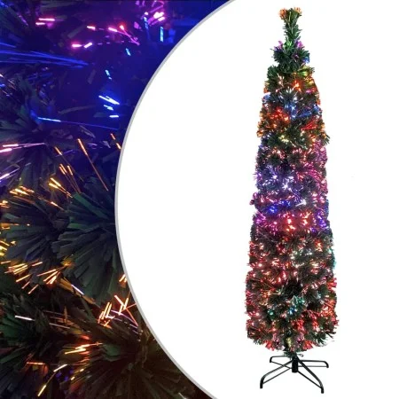 Narrow artificial Christmas tree with fiber optic support, 120 cm. by vidaXL, Christmas trees - Ref: Foro24-328443, Price: 51...