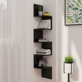 Eckwandregal aus glänzendem schwarzem Holzwerkstoff von vidaXL, Regale und Regale - Ref: Foro24-326838, Preis: 35,01 €, Rabat...