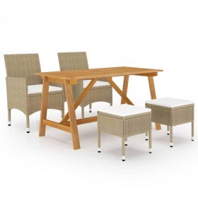 Juego de comedor de jardín de 5 piezas beige