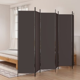Biombo divisor de 6 paneles de tela marrón 300x200 cm de vidaXL, Divisores de ambientes - Ref: Foro24-350191, Precio: 47,06 €...