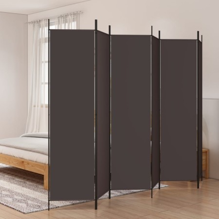 Biombo divisor de 6 paneles de tela marrón 300x200 cm de vidaXL, Divisores de ambientes - Ref: Foro24-350191, Precio: 47,06 €...