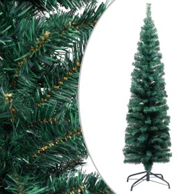 Árbol de Navidad artificial delgado y soporte PVC verde 120 cm