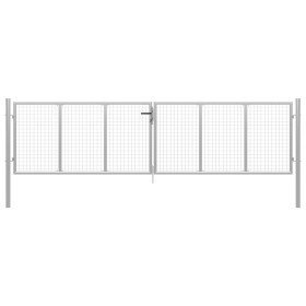 Puerta de jardín de acero galvanizado, 415 x 100 cm, color plata Puerta de jardín de acero galvanizado, 415 x 100 cm, color plata