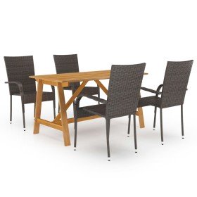 Juego de comedor para jardín 5 piezas marrón Juego de comedor para jardín 5 piezas marrón
