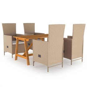 Juego de comedor de jardín 5 piezas beige