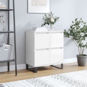 Aparador de madera contrachapada blanco brillante 60x35x70 cm Aparador de madera contrachapada blanco brillante 60x35x70 cm