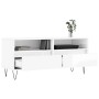 Mueble de TV madera contrachapada blanco brillo 100x34,5x44,5cm
