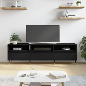 Mueble de TV madera contrachapada negro 150x30x44,5 cm Mueble de TV madera contrachapada negro 150x30x44,5 cm