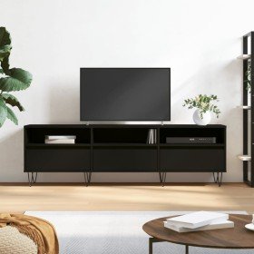 Mueble de TV madera contrachapada negro 150x30x44,5 cm Mueble de TV madera contrachapada negro 150x30x44,5 cm