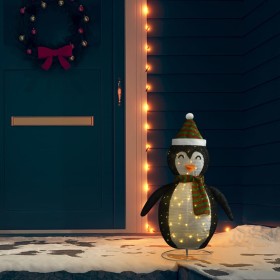 Pingüino de Navidad decorativo con LED tela lujosa 90 cm