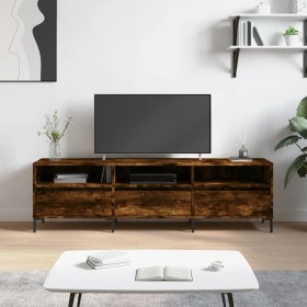 Mueble de TV madera contrachapada roble ahumado 150x30x44,5 cm Mueble de TV madera contrachapada roble ahumado 150x30x44,5 cm