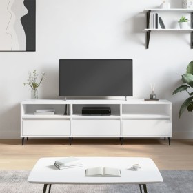 Mueble de TV madera contrachapada blanco 150x30x44,5 cm Mueble de TV madera contrachapada blanco 150x30x44,5 cm
