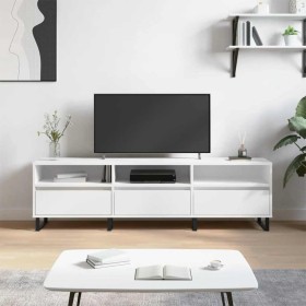 Mueble de TV madera contrachapada blanco 150x30x44,5 cm Mueble de TV madera contrachapada blanco 150x30x44,5 cm