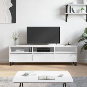 Mueble de TV madera contrachapada blanco brillo 150x30x44,5 cm en Muebles TV | Comprar online en Foro24
