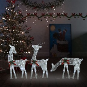 Familia renos de Navidad malla blanca frío blanco 270x7x90 cm
