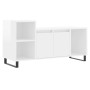 Mueble de TV madera contrachapada blanco brillo 100x35x55 cm