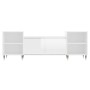 Mueble para TV madera contrachapada blanco brillo 160x35x55 cm