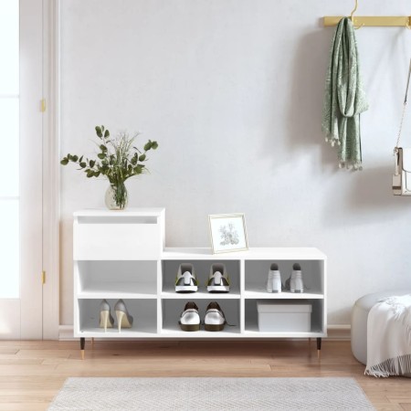 Mueble zapatero madera contrachapada blanco 102x36x60 cm