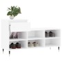Mueble zapatero madera contrachapada blanco brillo 102x36x60 cm
