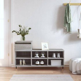 Mueble zapatero madera contrachapada gris Sonoma 102x36x60 cm