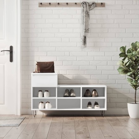 Mueble zapatero madera contrachapada blanco 102x36x60 cm