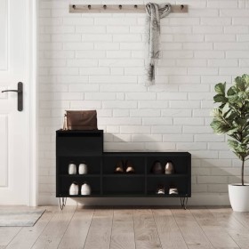 Mueble zapatero madera contrachapada negro 102x36x60 cm Mueble zapatero madera contrachapada negro 102x36x60 cm