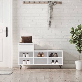 Mueble zapatero madera contrachapada blanco brillo 102x36x60 cm Mueble zapatero madera contrachapada blanco brillo 102x36x60 cm