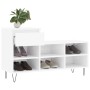 Mueble zapatero madera contrachapada blanco brillo 102x36x60 cm