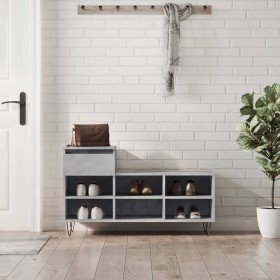 Mueble zapatero madera contrachapada gris hormigón 102x36x60 cm Mueble zapatero madera contrachapada gris hormigón 102x36x60 cm