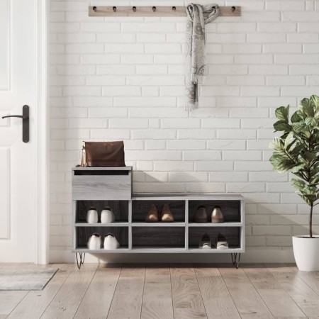 Mueble zapatero madera contrachapada gris Sonoma 102x36x60 cm