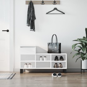 Mueble zapatero madera contrachapada blanco brillo 102x36x60 cm Mueble zapatero madera contrachapada blanco brillo 102x36x60 cm
