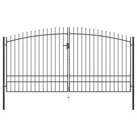 Double gate for fence with spearheads 400x248 cm by vidaXL, garden gates - Ref: Foro24-145742, Price: 295,43 €, Discount: %