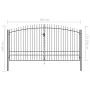 Double gate for fence with spearheads 400x248 cm by vidaXL, garden gates - Ref: Foro24-145742, Price: 295,43 €, Discount: %