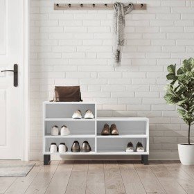 Mueble zapatero madera contrachapada blanco brillo 102x36x60 cm Mueble zapatero madera contrachapada blanco brillo 102x36x60 cm