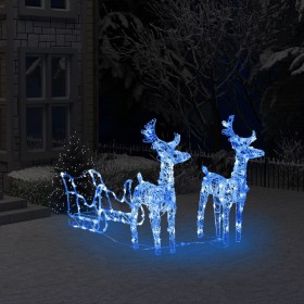 Reno y trineo adorno navideño 160 LEDs acrílico 130 cm
