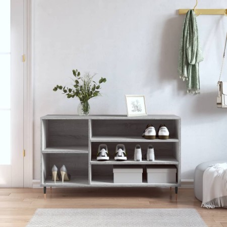 Mueble zapatero madera contrachapada gris Sonoma 102x36x60 cm