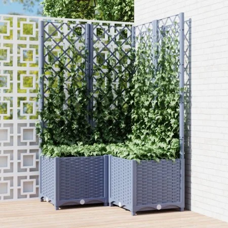 Planter with trellis PP dark gray 80x80x136 cm by vidaXL, Pots and planters - Ref: Foro24-318255, Price: 102,29 €, Discount: %