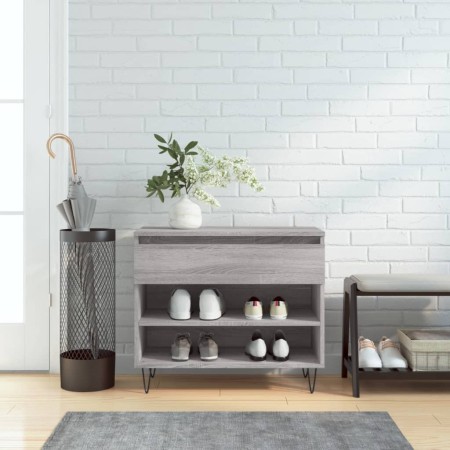 Mueble zapatero madera contrachapada gris Sonoma 70x36x60 cm
